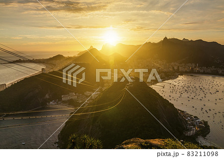Beautiful panorama of Rio de Janeiro at twilight, Brazil. Sugarloaf Mountain 83211098
