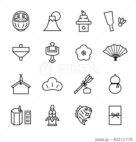 年賀状素材の線画アイコン 83211770