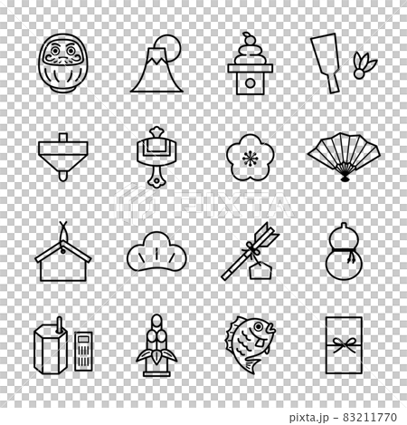年賀状素材の線画アイコン 83211770