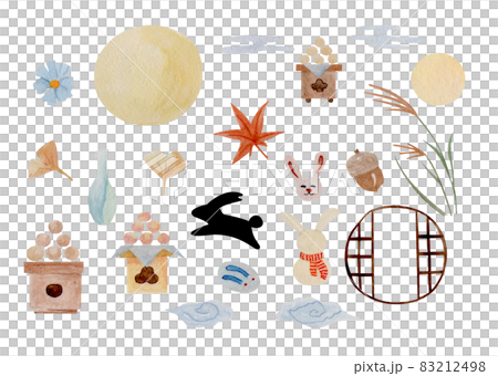 watercolor set of autumn full moon, hand-drawn watercolor set of autumn full moon, hand-drawn 83212498