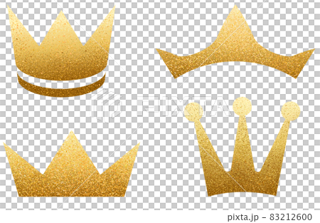 Set of golden glitters crowns isolated on white Set of golden glitters crowns isolated on white 83212600