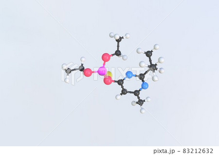 Diazinon molecule, isolated molecular model. 3D rendering 83212632