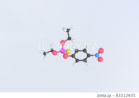Parathion molecule, isolated molecular model. 3D rendering 83212635