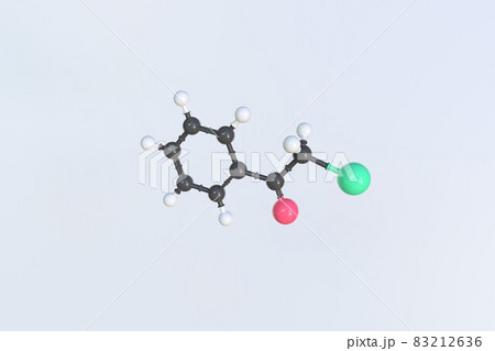 Phenacyl bromide molecule, isolated molecular model. 3D rendering 83212636