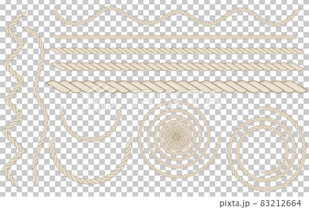 縄、紐、ロープテクスチャイラストのセット 83212664