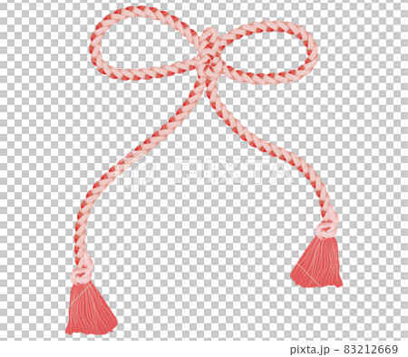 繩索上的紅絲帶、幸運符、包裹慶祝物品的東西 83212669