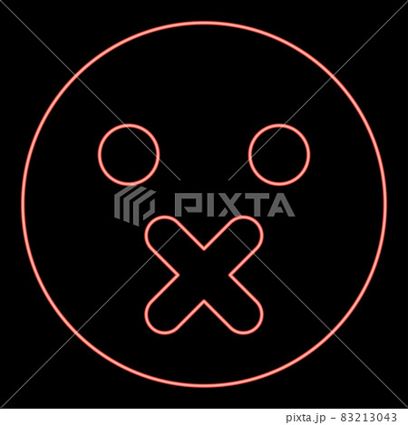Neon silence emoticon icon black color in circle red color vector illustration flat style image Neon silence emoticon icon black color in circle red color vector illustration flat style image 83213043