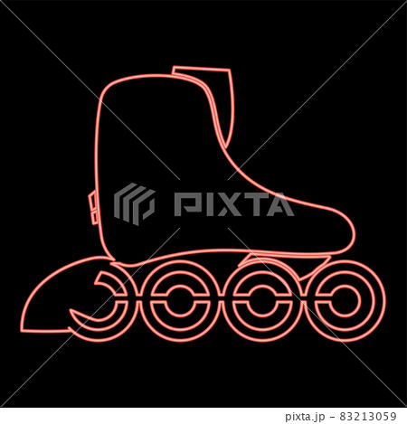 Neon roller skate icon black color in circle red color vector illustration flat style image 83213059