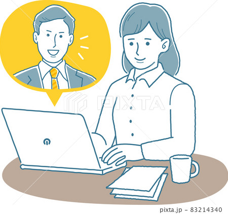 リモートワークしている女性 リモートワークしている女性 83214340