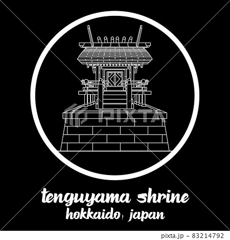Circle Icon line Tenguyama Shrine. Vector illustration 83214792