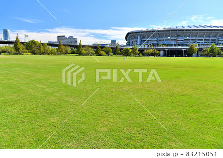 新横浜公園／草地広場より新横浜駅、横浜国際総合競技場方面を望む(神奈川県横浜市)【2021.10】 83215051