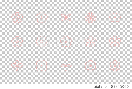 花のアイコンのセット　シンプル　イラスト　春　桜　梅　植物　フラワー　飾り　装飾　素材　花びら 83215060