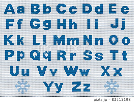 Vector knitted alphabet. Red characters on yellow background 83215198