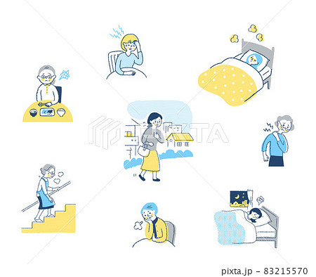 体調不良の女性　さまざまなシーン　セット 83215570