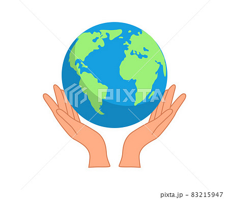 hands close the planet from pollution, save the planet, a small process of a plant, save energy, Earth Day concept 83215947