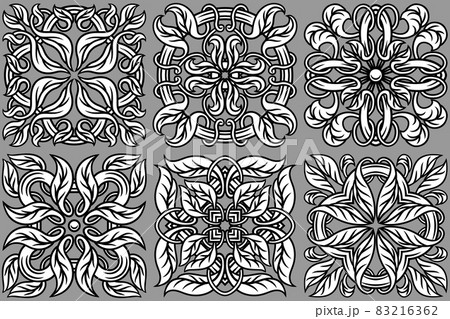 Portuguese azulejo ceramic tile pattern. Mediterranean traditional ornament. Italian pottery or spanish majolica. 83216362