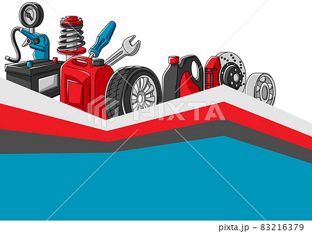 Car service illustration. Auto center repair concept for advertising with transport items. 83216379