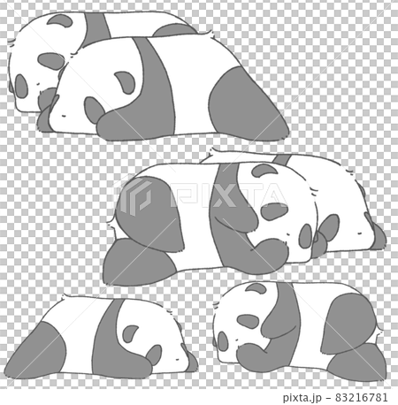 ねころぶ2匹の赤ちゃんパンダたち（灰色） 83216781