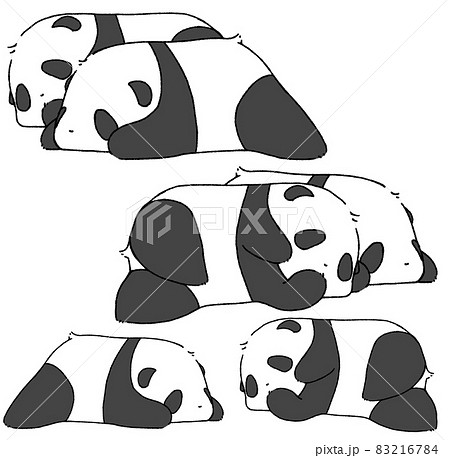 ねころぶ2匹の赤ちゃんパンダたち 83216784