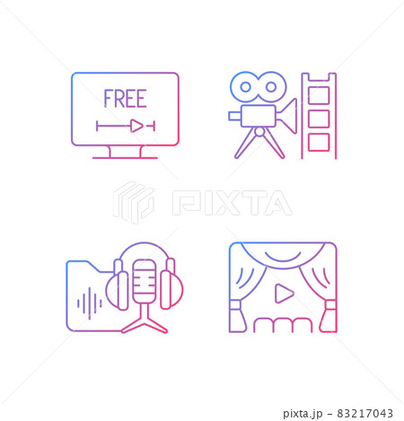 Streaming Services Gradient Linear Vector Icons のイラスト素材
