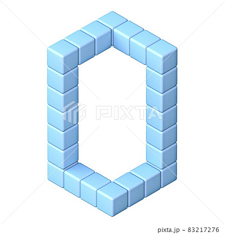 Blue cube orthographic font Letter O 3D Blue cube orthographic font Letter O 3D 83217276