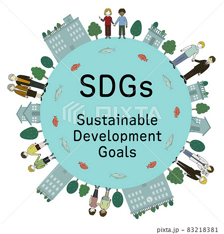 SDGsの取組や街づくりを分かりやすくイメージしたイラスト(文字あり) SDGsの取組や街づくりを分かりやすくイメージしたイラスト(文字あり) 83218381