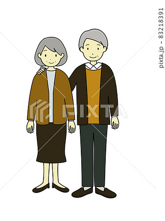 仲の良いシニア夫婦のイラスト 83218391