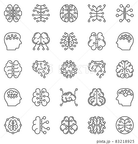Human Brain Connections outline icons - Synapses symbols Human Brain Connections outline icons - Synapses symbols 83218925