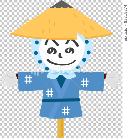 Scarecrow wearing a sedge hat 83219274