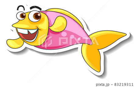 Sea Animal Cartoon Sticker with Cute Fish 83219311