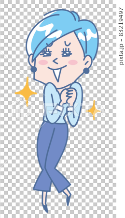 一個微笑著歡喜的年輕女子的全身插圖 83219497