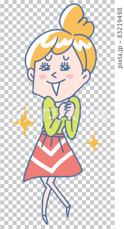 一個微笑著歡喜的年輕女子的全身插圖 83219498