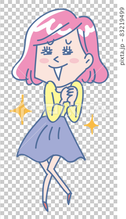 一個微笑著歡喜的年輕女子的全身插圖 83219499