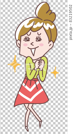 一個微笑著歡喜的年輕女子的全身插圖 83219502