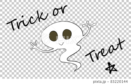 Illustration of a cute ghost laughing as a trick or treat Illustration of a cute ghost laughing as a trick or treat 83220144