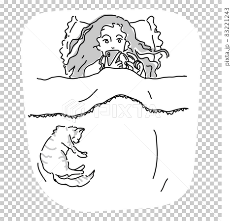 A woman enjoying a smartphone in bed A woman enjoying a smartphone in bed 83221243