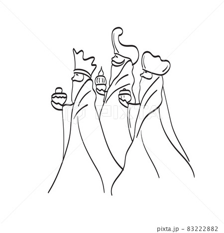 line art three wise men from nativity scene illustration vector isolated on white background 83222882