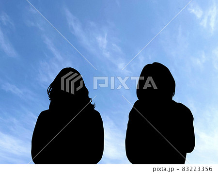 けんかする2人の女性の上半身シルエット けんかする2人の女性の上半身シルエット 83223356