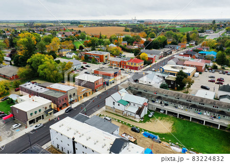 Aerial scene of Arthur, Ontario, Canada in fall Aerial scene of Arthur, Ontario, Canada in fall 83224832