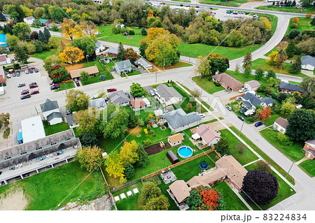 Aerial view of Arthur, Ontario, Canada in fall Aerial view of Arthur, Ontario, Canada in fall 83224834