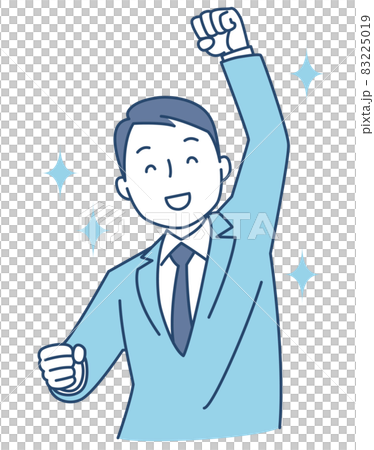 舉起一隻手就高興的西裝男 舉起一隻手就高興的西裝男 83225019