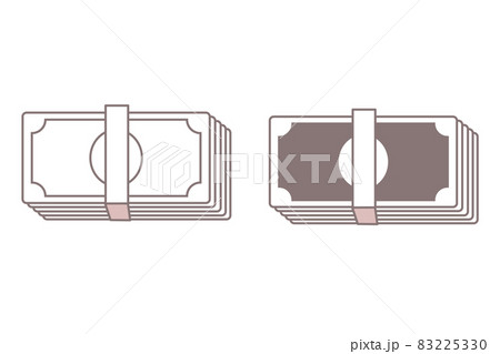 茶色のかわいい札束のお金のピクトグラムアイコンパーツのイラスト素材