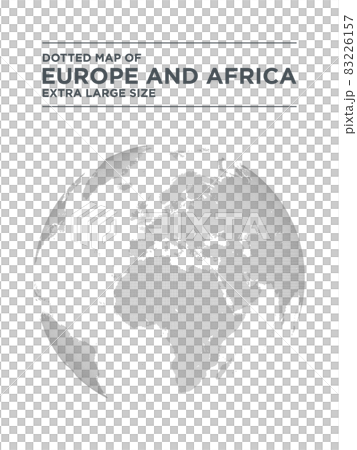 以歐洲和非洲為中心的黑白球形點圖。超大尺寸。 83226157