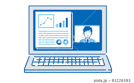 テレワーク　オンライン学習　eラーニング　イラスト 83226383