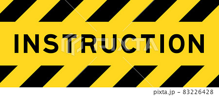 Yellow and black color with line striped label banner with word instruction Yellow and black color with line striped label banner with word instruction 83226428