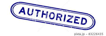 Grunge blue authorized word rubber seal stamp on white background 83226435