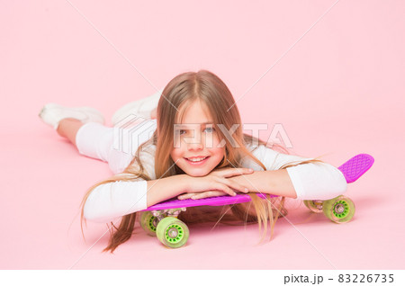 Trendy girl. Ride penny board and do tricks. Girl likes 83226735