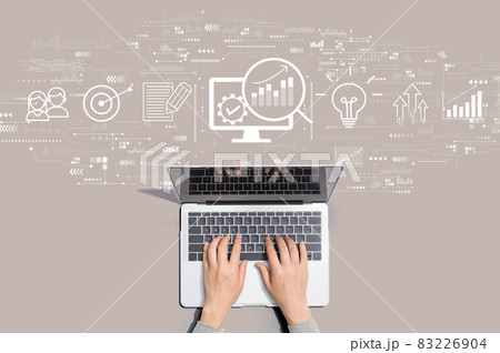 Marketing Strategy concept with person using laptop 83226904