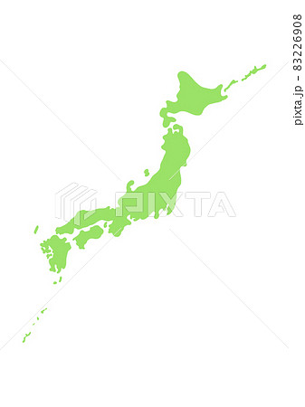 ころっとかわいい手書きの日本地図：コピースペースのあるシンプルで見やすい日本列島 - 緑 83226908