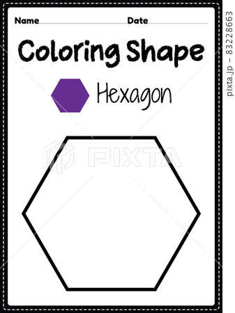 Hexagon coloring page for preschool, kindergarten & Montessori kids to practice visual art drawing and coloring activities to develop creativity, focus and motor skills. 83228663